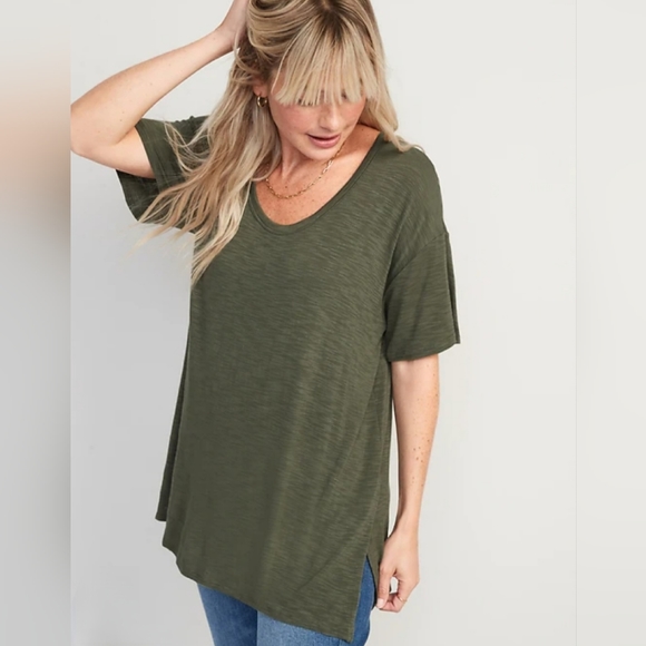 Old Navy Tops - Old Navy Women's Oversized Luxe Slub-Knit Tunic T-Shirt, Green, Size: M